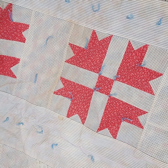Vintage Handmade Quilt By Grandma Vintage Material Star Burst Design XLG - Picture 5 of 10